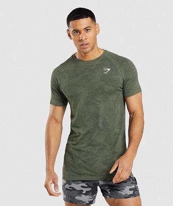 Gymshark Geo Seamless Muške T Shirts Maslinasto Zelene Crne | HR 2529CTV